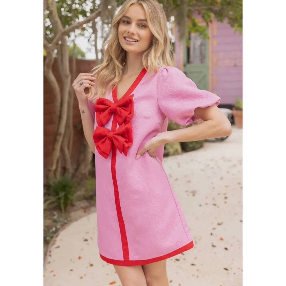 NEW VOY paisley jacquard mini dress in pink - Picture 4 of 8